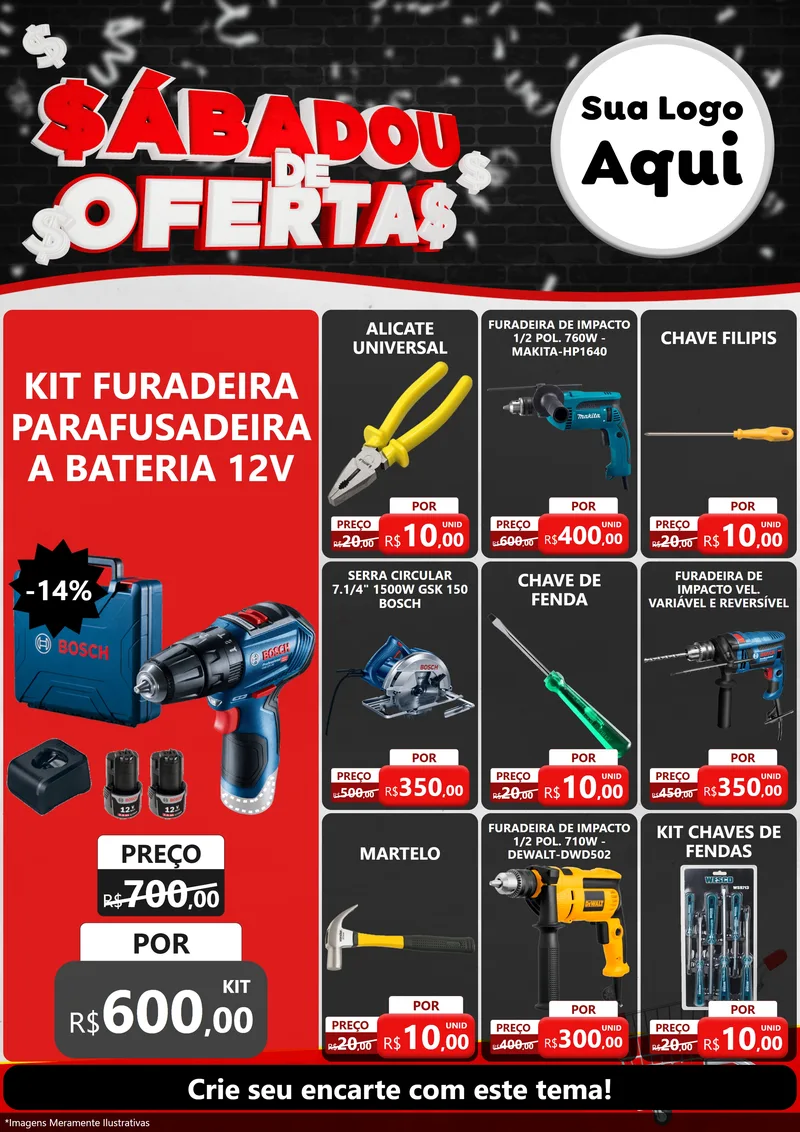 Modelo de Encarte para Encarte A4 Vertical com o tema Sabadou de Ofertas para Maquinas e Ferramentas