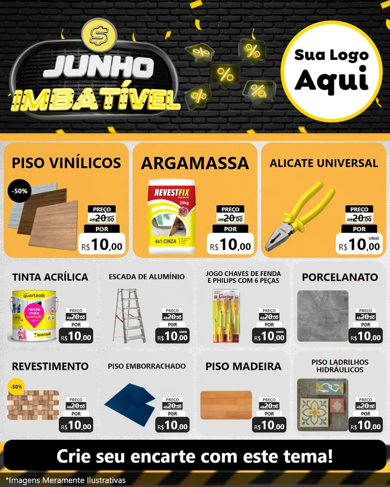 Modelo de Rede Social para Feed Instagram com o tema Junho Imbatível para Material para Construção