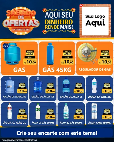 Modelo de Rede Social para Feed Instagram com o tema Sábado de Ofertas Imperdíveis para Água e gás