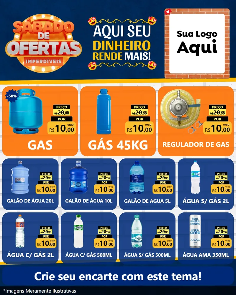 Modelo de Rede Social para Feed Instagram com o tema Sábado de Ofertas Imperdíveis para Água e gás