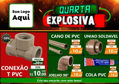 Modelo de Encarte para Encarte A4 Horizontal com o tema Quarta Explosiva para Tubos e conexões