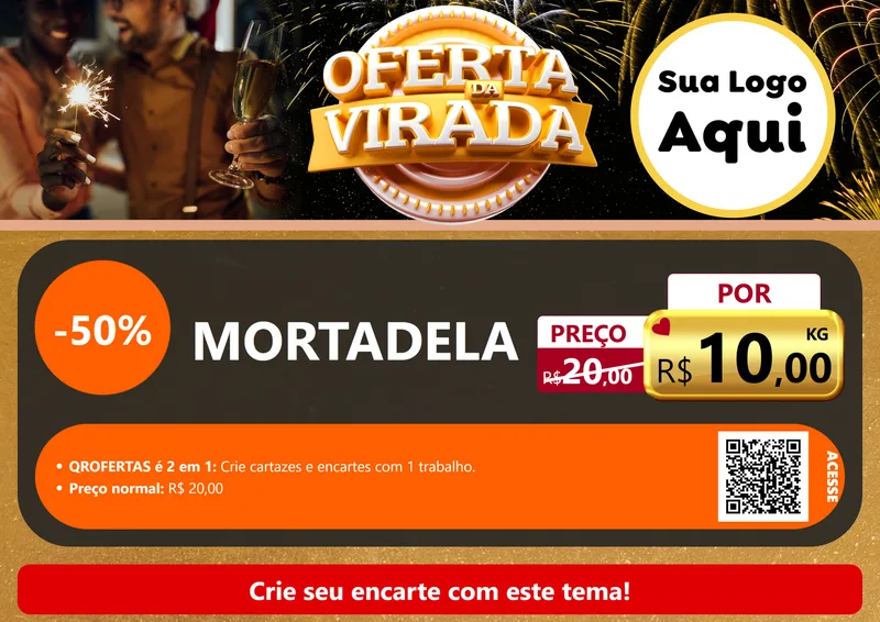 Modelo de Cartaz para Cartaz A4 Horizontal com o tema Oferta da Virada para Frios e Laticínios