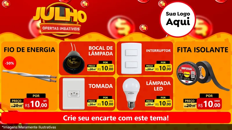 Modelo de TV para TV Horizontal com o tema Julho Ofertas Imbatíveis para Materiais Elétricos