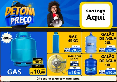 Modelo de Encarte para Encarte A4 Horizontal com o tema Detona Preços para Água e gás