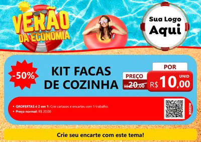 Modelo de Cartaz para Cartaz A4 Horizontal com o tema Verão da Economia para Utilidades Domésticas
