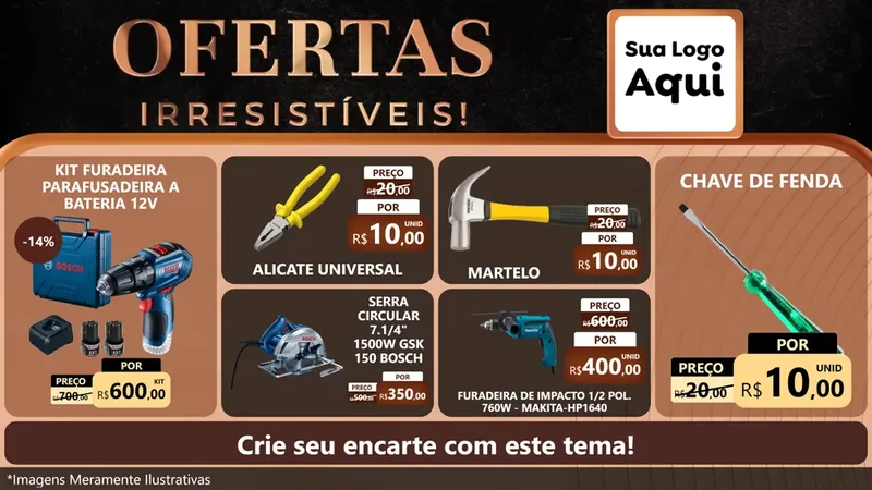 Modelo de TV para TV Horizontal com o tema Ofertas Irresistíveis! para Maquinas e Ferramentas