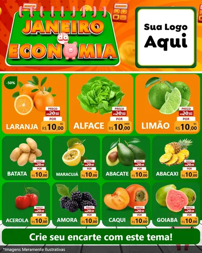 Modelo de Rede Social para Feed Instagram com o tema Janeiro da Economia para Hortifrúti