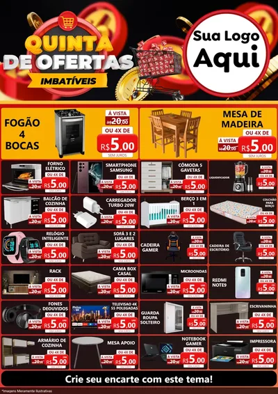 Modelo de Encarte para Encarte A4 Vertical com o tema Quinta de Ofertas Imbatíveis para Móveis e Eletro