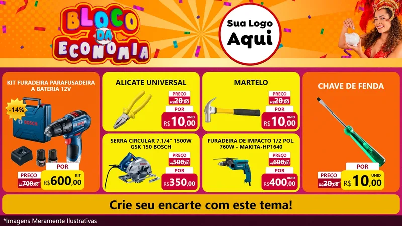Modelo de TV para TV Horizontal com o tema Bloco da Economia para Maquinas e Ferramentas