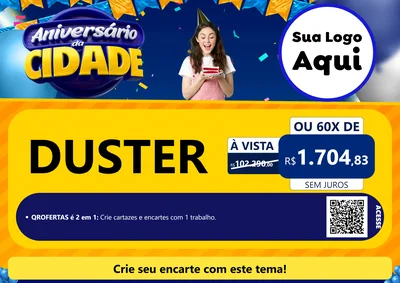 Modelo de Cartaz para Cartaz A4 Horizontal com o tema Aniversário da Cidade para Concessionaria de Carros