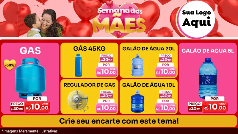 Modelo de TV para TV Horizontal com o tema Semana Das Mães para Água e gás