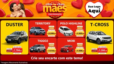 Modelo de TV para TV Horizontal com o tema Dia das Mães com Promoção para Concessionaria de Carros