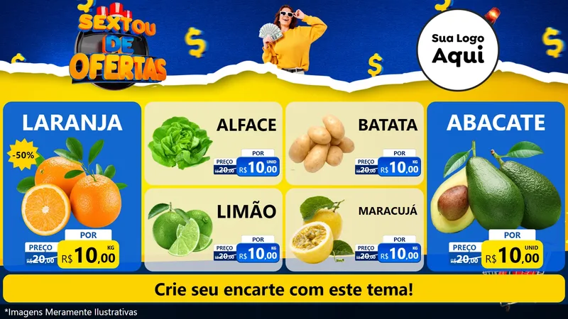 Modelo de TV para TV Horizontal com o tema Sextou de Ofertas para Hortifrúti