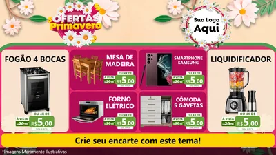 Modelo de TV para TV Horizontal com o tema Ofertas de Primavera para Móveis e Eletro