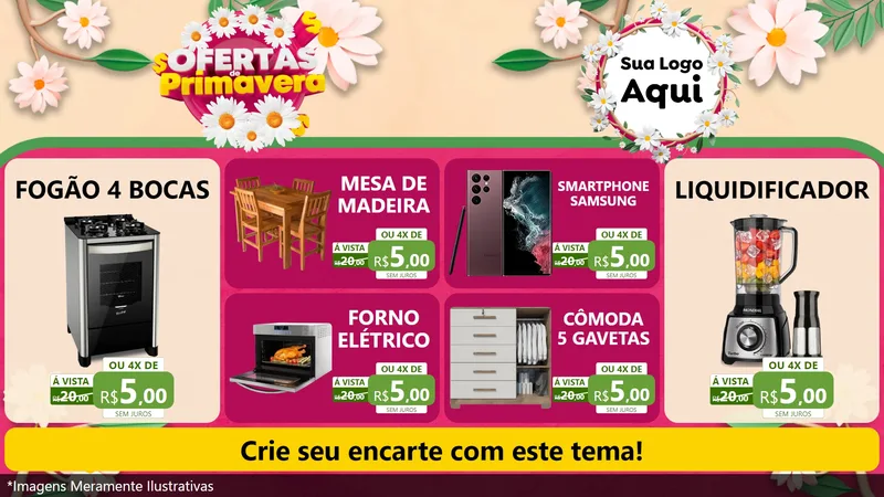 Modelo de TV para TV Horizontal com o tema Ofertas de Primavera para Móveis e Eletro