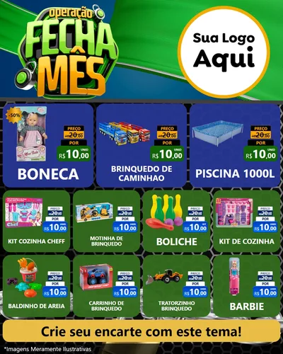 Modelo de Rede Social para Feed Instagram com o tema Operação Fecha Mês para Brinquedos