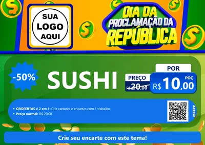 Modelo de Cartaz para Cartaz A4 Horizontal com o tema Dia Da Proclamação da República para Comida japonesa