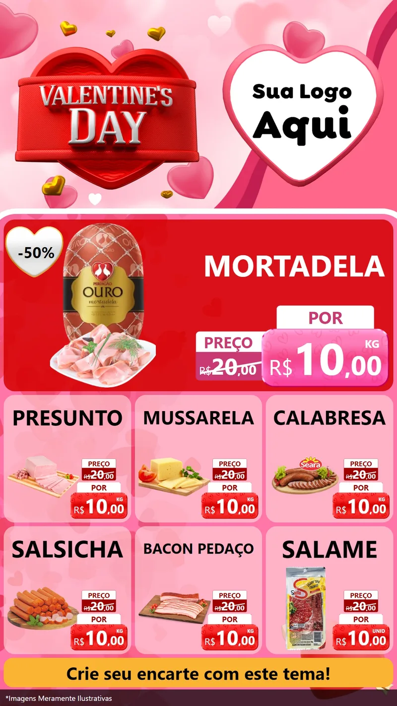Modelo de Rede Social para Stories com o tema Valentine's Day para Frios e Laticínios