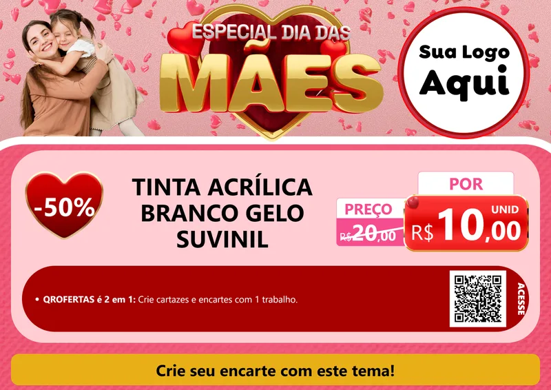 Modelo de Cartaz para Cartaz A4 Horizontal com o tema Especial Dia Das Mães para Tintas e Ferramentas