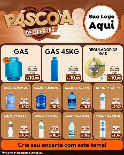 Modelo de Rede Social para Feed Instagram com o tema Páscoa de Ofertas para Água e gás