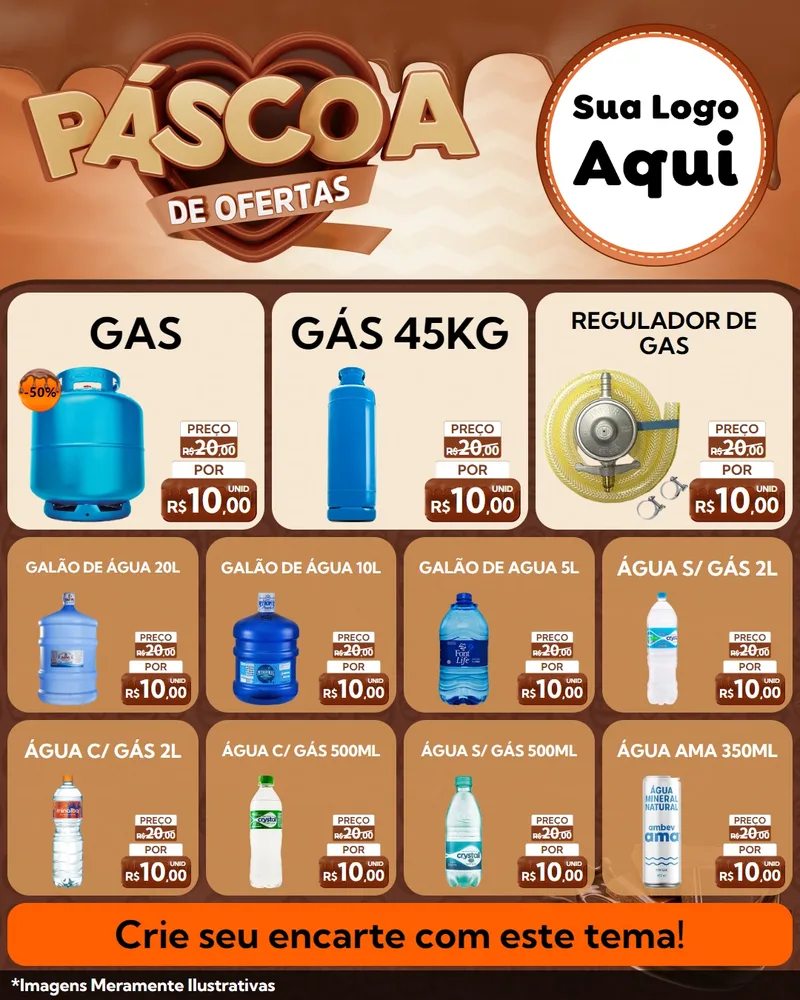 Modelo de Rede Social para Feed Instagram com o tema Páscoa de Ofertas para Água e gás