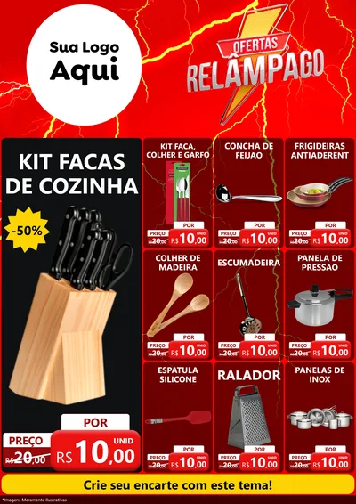Modelo de Encarte para Encarte A4 Vertical com o tema Ofertas Relâmpago para Utilidades Domésticas