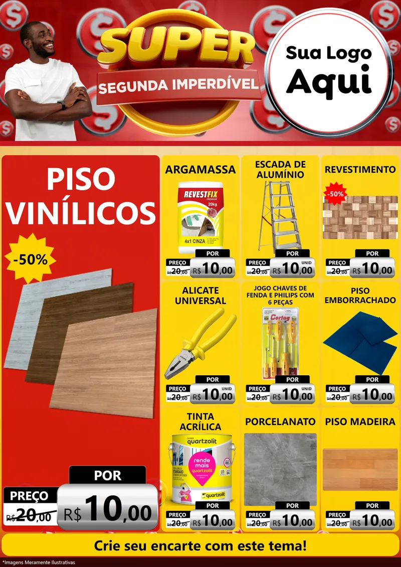 Modelo de Encarte para Encarte A4 Vertical com o tema Super Segunda Imperdível para Material para Construção