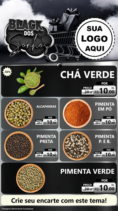 Modelo de TV para TV Vertical com o tema Black dos Sonhos para Produtos Naturais