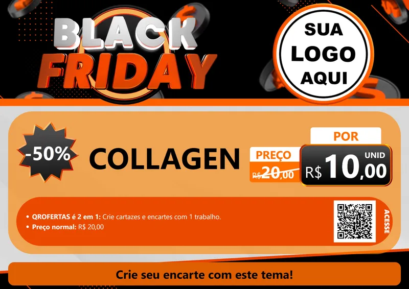 Modelo de Cartaz para Cartaz A4 Horizontal com o tema Black Friday para Suplementos alimentares
