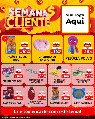 Modelo de Rede Social para Feed Instagram com o tema Semana do Cliente para Pet Shop