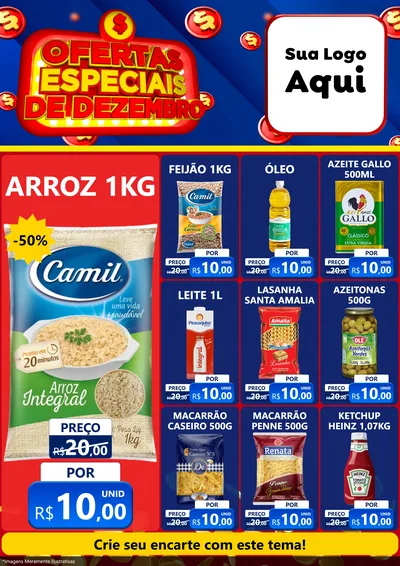 Modelo de Encarte para Encarte A4 Vertical com o tema Ofertas Especiais de Dezembro para Supermercado