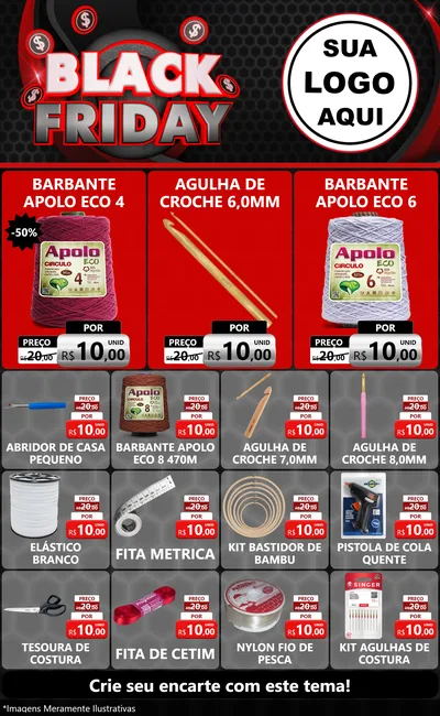 Modelo de Encarte para Encarte Grande com o tema Black Friday para Armarinho e Aviamentos