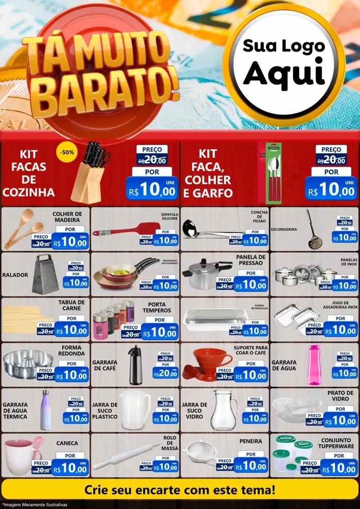 Modelo de Encarte para Encarte A4 Vertical com o tema Está Muito Barato para Utilidades Domésticas