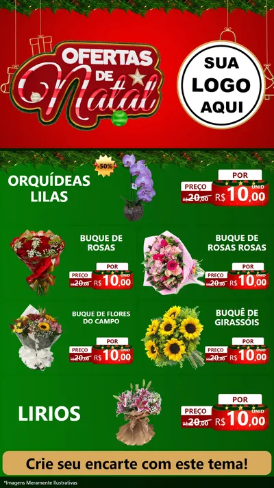 Modelo de TV para TV Vertical com o tema Ofertas de Natal para Floricultura e jardim