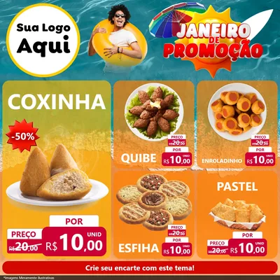 Modelo de Rede Social para Feed Facebook com o tema Janeiro de Promoção para Salgadaria