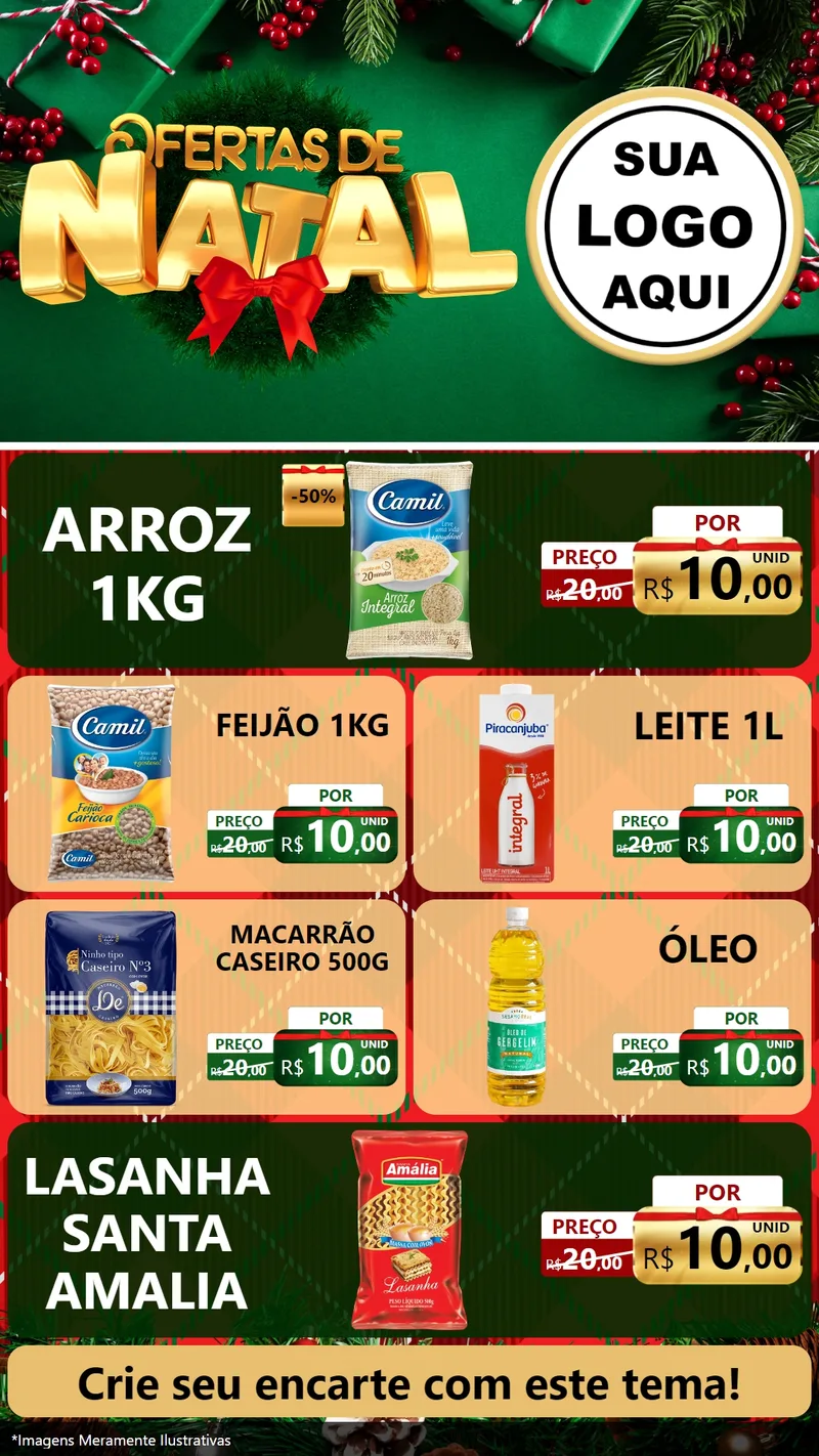 Modelo de TV para TV Vertical com o tema Ofertas de Natal para Supermercado