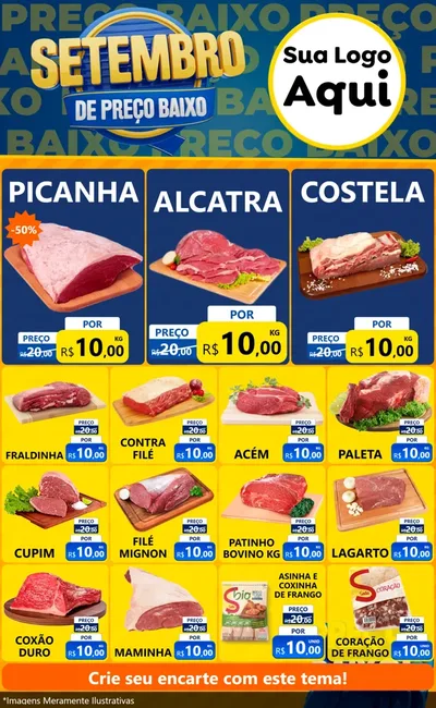 Modelo de Encarte para Encarte Grande com o tema Setembro De Preço Baixo para Açougue