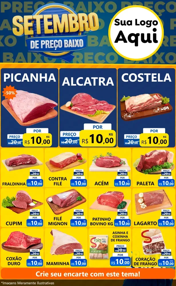 Modelo de Encarte para Encarte Grande com o tema Setembro De Preço Baixo para Açougue