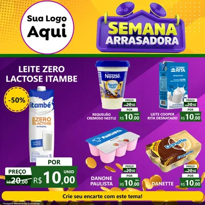Modelo de Rede Social para Feed Facebook com o tema Semana Arrasadora para Frios e Laticínios