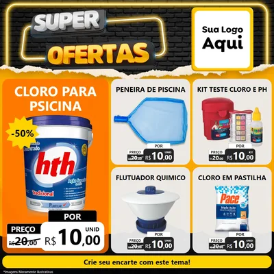 Modelo de Rede Social para Feed Facebook com o tema Super Ofertas para Produtos para Piscina
