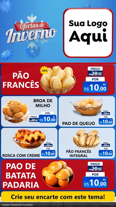 Modelo de TV para TV Vertical com o tema Ofertas de Inverno para Padaria