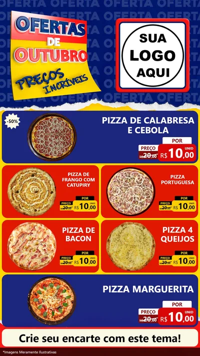 Modelo de TV para TV Vertical com o tema Ofertas de Outubro - Preços Incríveis para Pizzaria