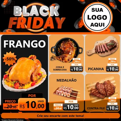 Modelo de Rede Social para Feed Facebook com o tema Black Friday para Assados