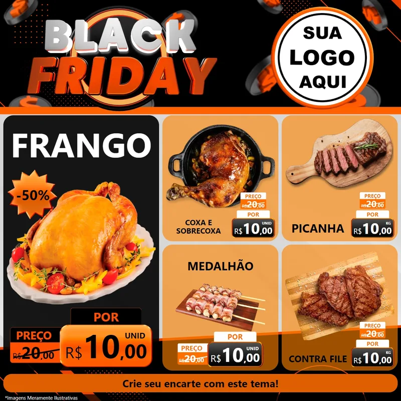 Modelo de Rede Social para Feed Facebook com o tema Black Friday para Assados