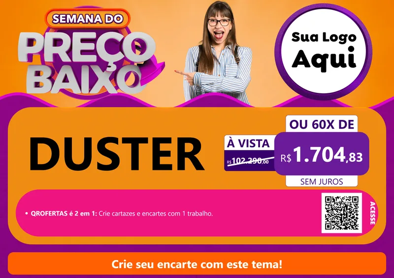 Modelo de Cartaz para Cartaz A4 Horizontal com o tema Semana do Preço Baixo para Concessionaria de Carros