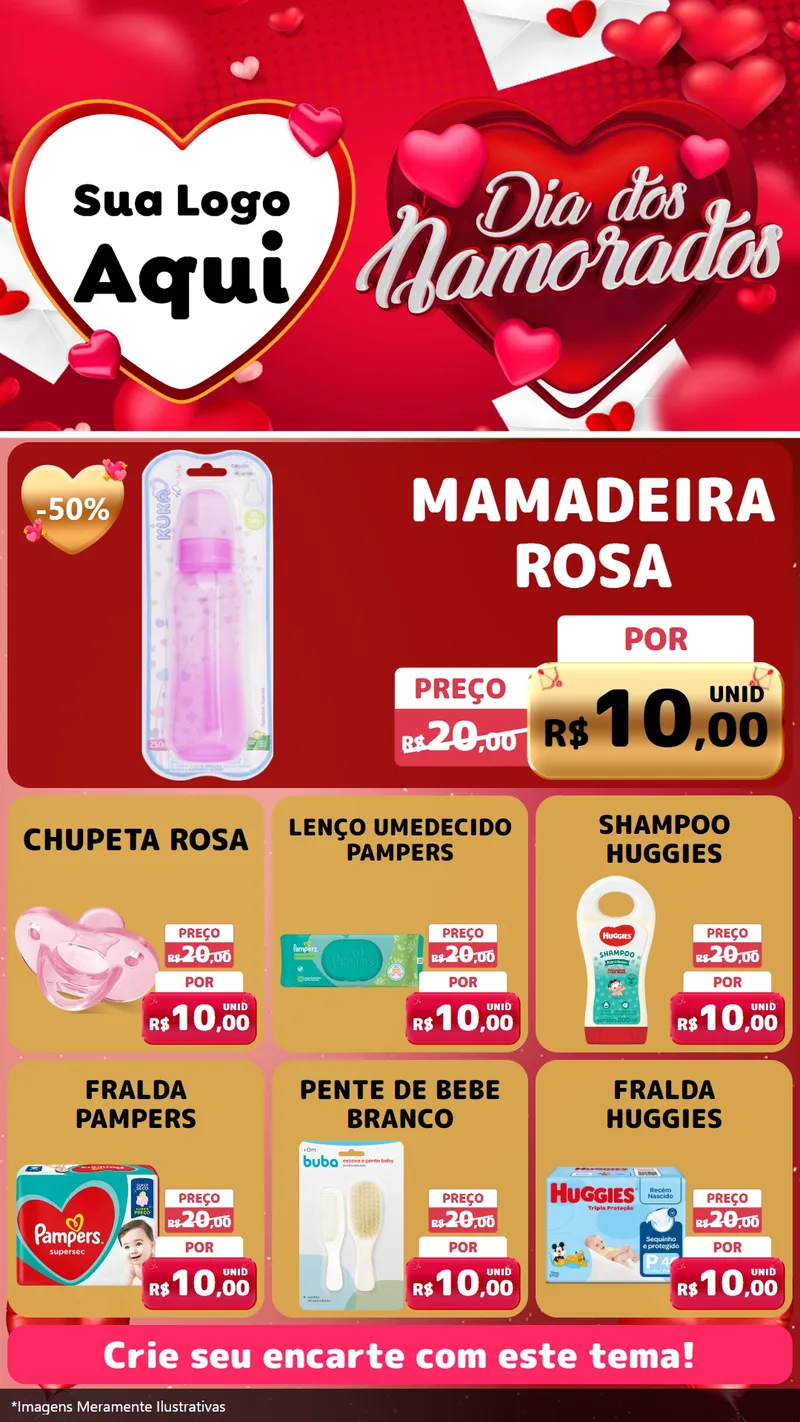Modelo de Rede Social para Stories com o tema Dia Dos Namorados para Bebês
