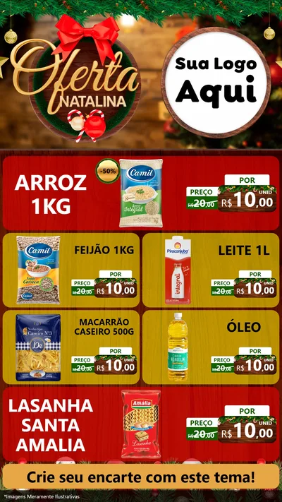 Modelo de TV para TV Vertical com o tema Ofertas Natalina para Supermercado