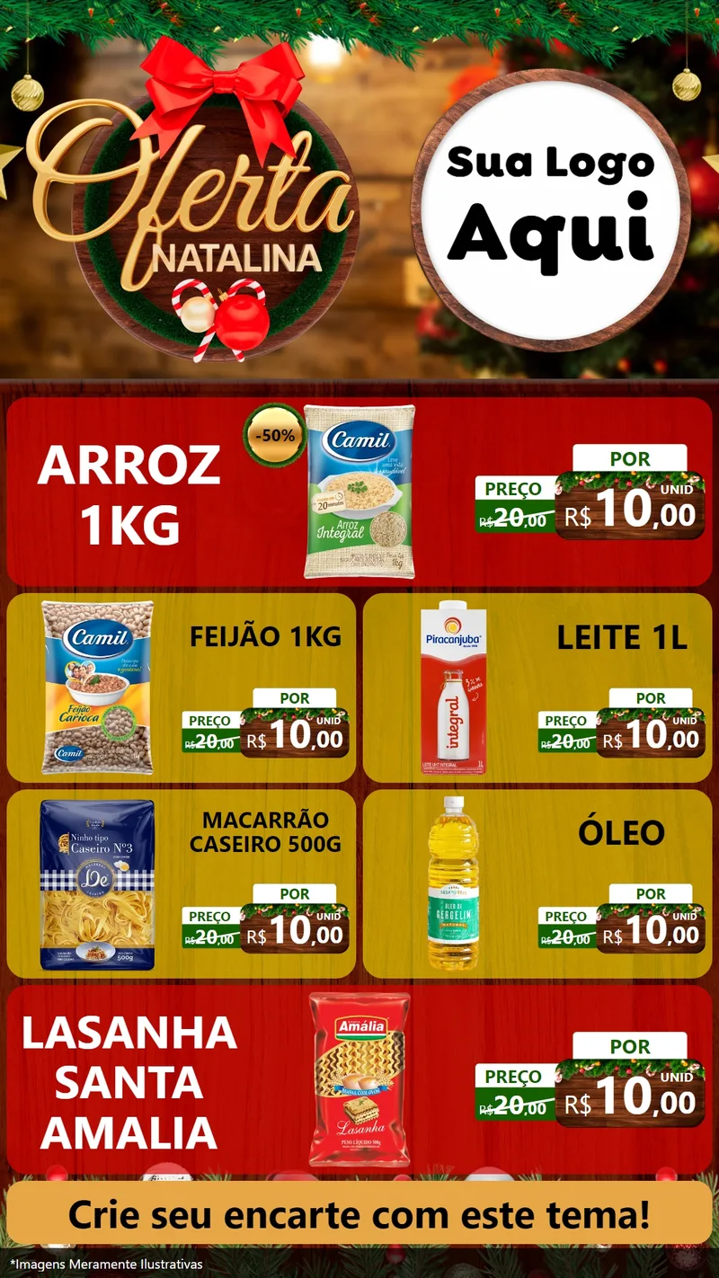 Modelo de TV para TV Vertical com o tema Ofertas Natalina para Supermercado