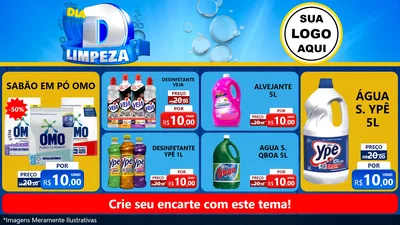 Modelo de TV para TV Horizontal com o tema Dia D Limpeza para Produtos de Limpeza