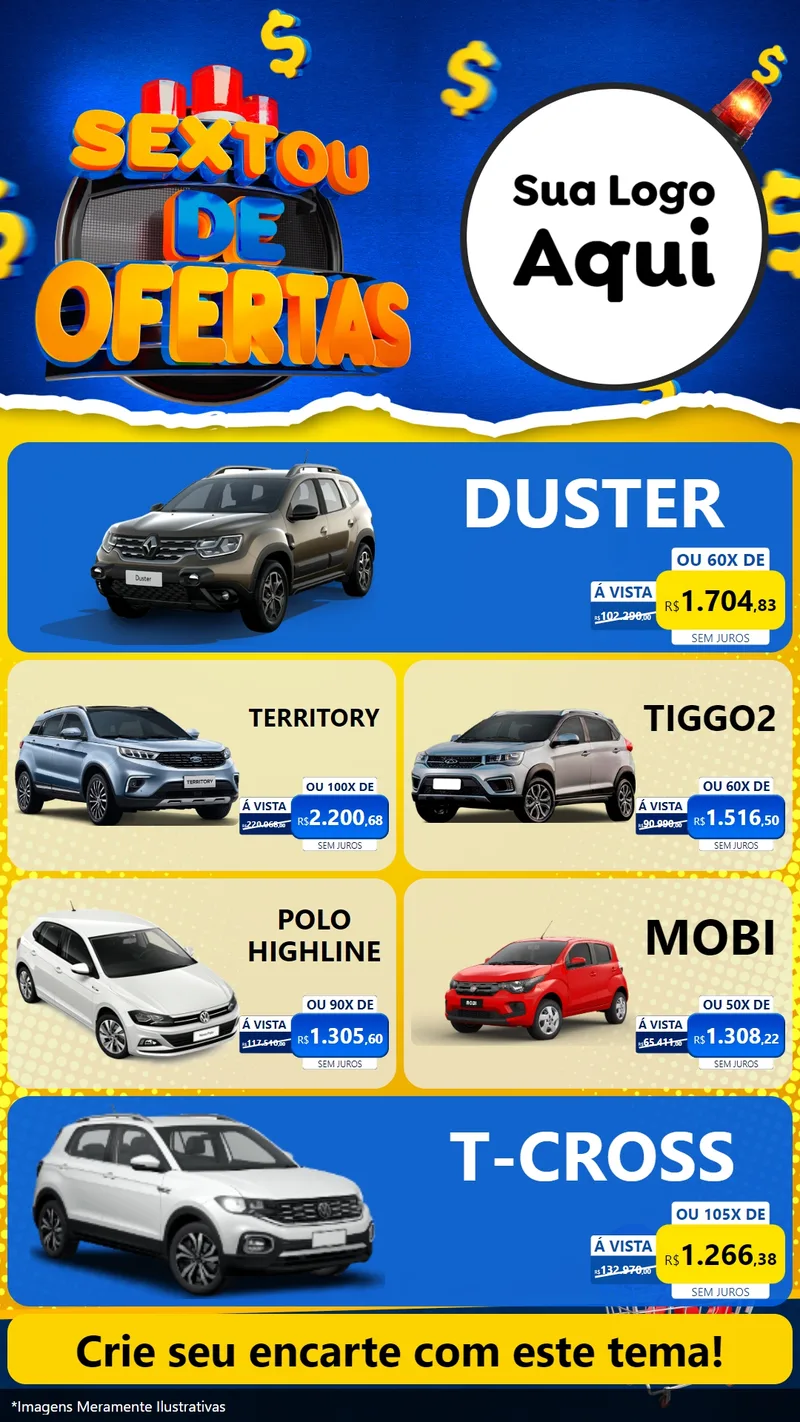 Modelo de TV para TV Vertical com o tema Sextou de Ofertas para Concessionaria de Carros